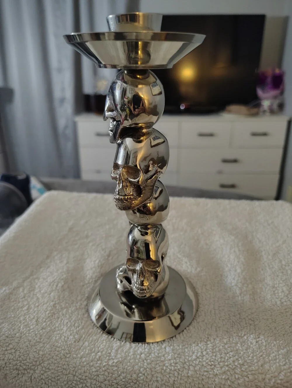 D & L Company Siver Skull Stack Candle Holder - Silver